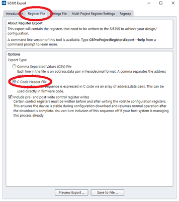 CBPro Design File Header Export